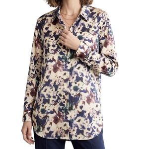 Lauren RALPH LAUREN Tunic Blouse sz 3X Floral Satin Long Sleeve Business Casual